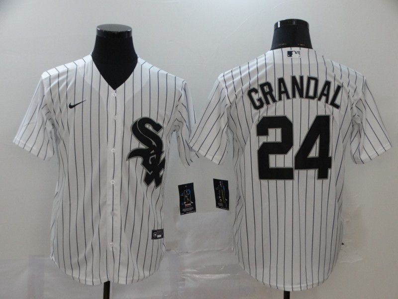 Men Chicago White Sox 24 Grandal White Game Nike MLB Jerseys